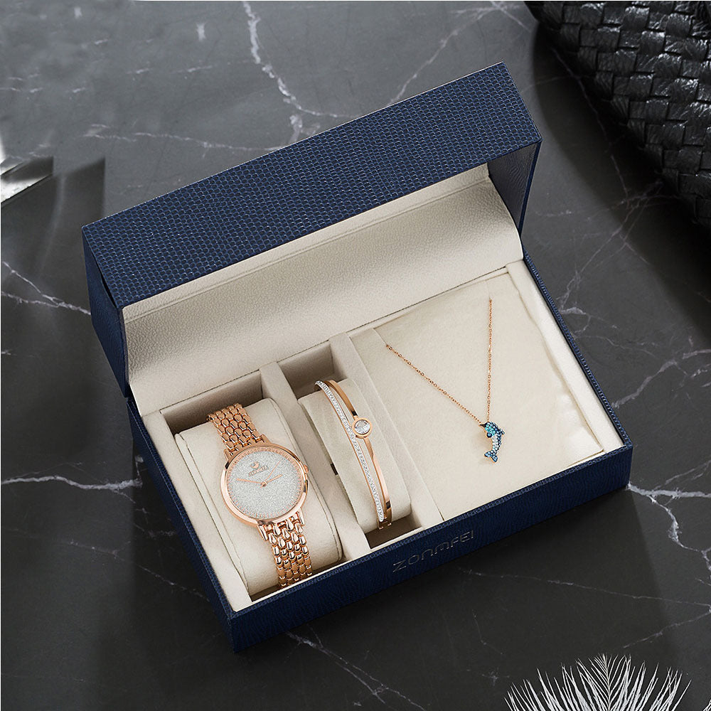 Luxury Watch Gifts For Women, Earrings, Ring, Necklace and Bracelet