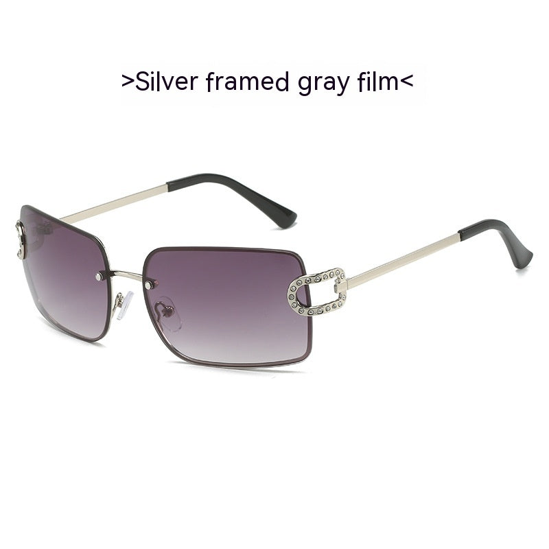 Rimless Sunglasses Square Diamond-studded Glasses Personalized Y2g Sunglasses