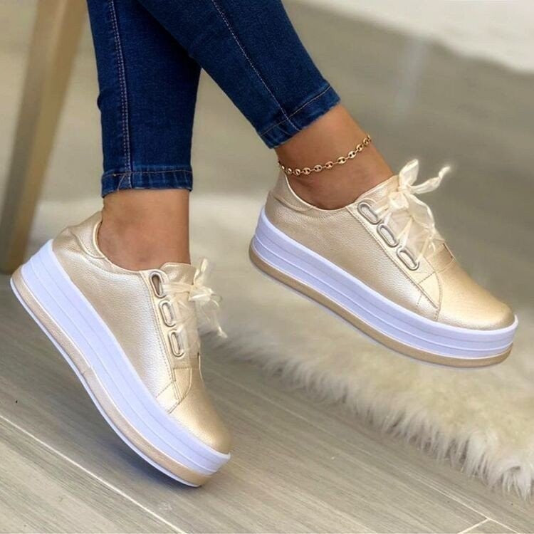 Women Ribbon Lace-up Platform Shoes