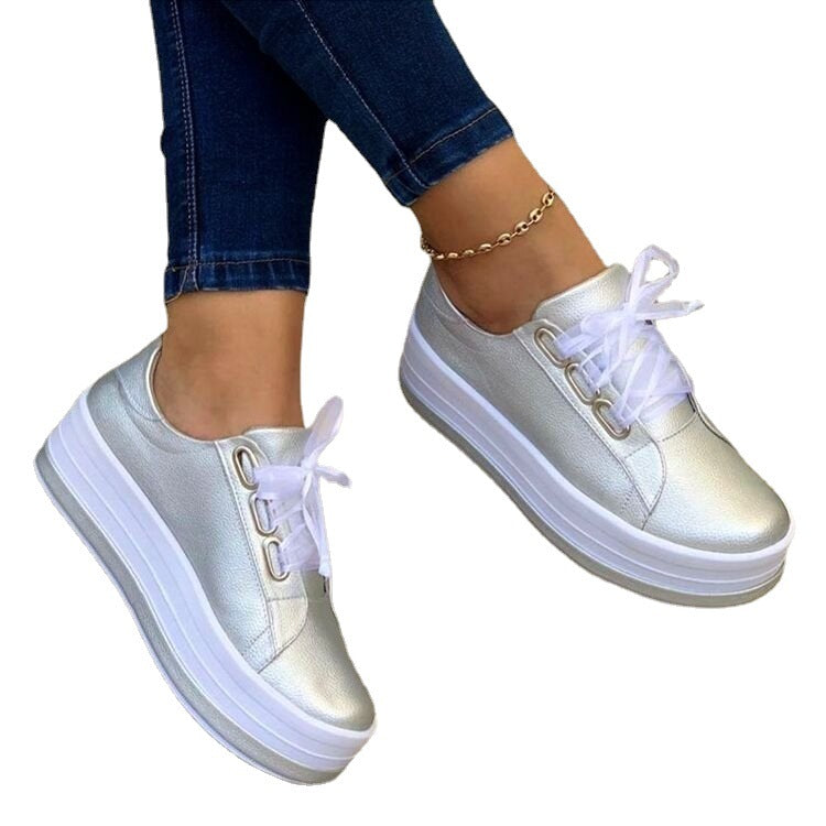 Women Ribbon Lace-up Platform Shoes