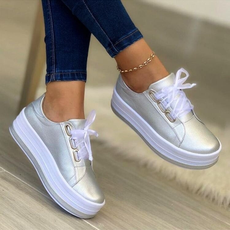 Women Ribbon Lace-up Platform Shoes