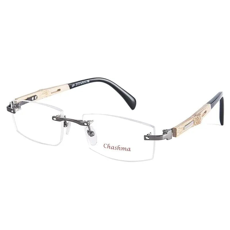 Unisex Rimless Bamboo Wood Eyeglasses