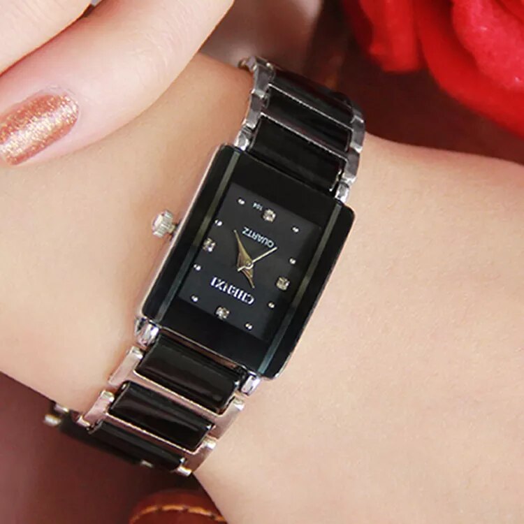 Women Classic Black Ceramics Wristwatch