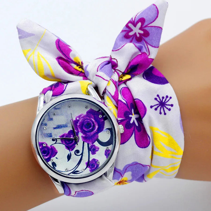 New Floral Chiffon Sweet Girls Watch