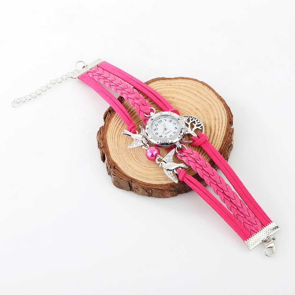 Retro Braided Bracelet Wrist Clock Gift