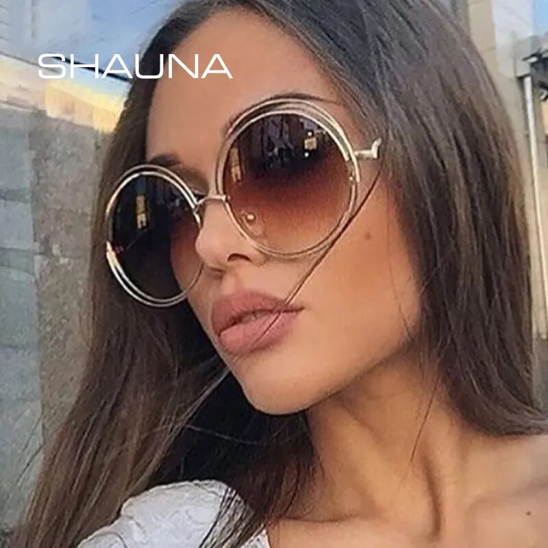 Women Vintage Oversize Round Sunglasses