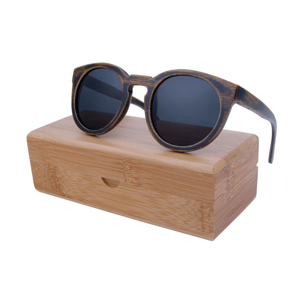 Round Frame Fashion Bamboo Sunglasses