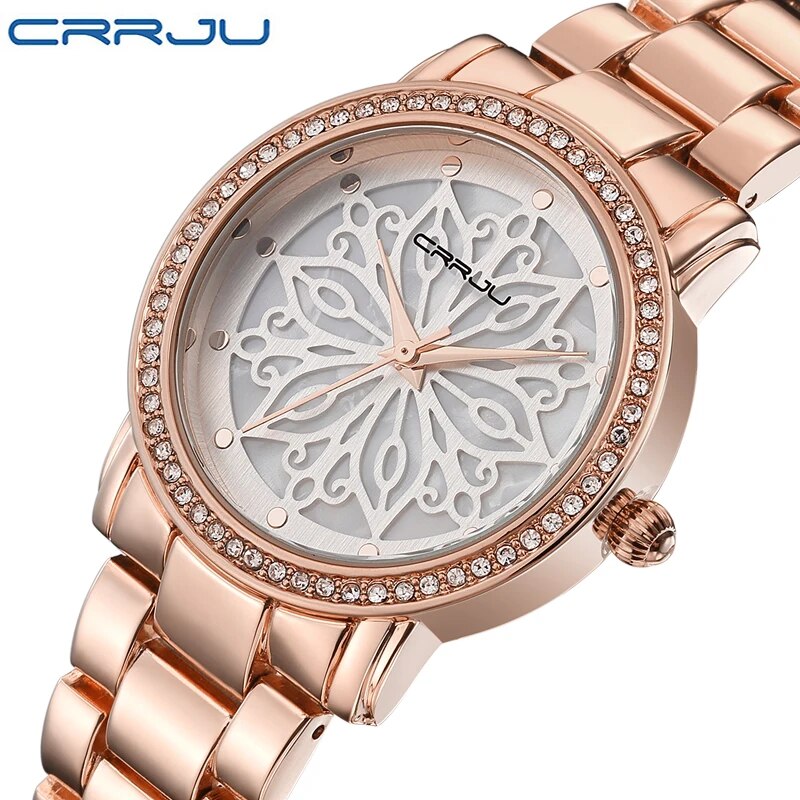 Ladies Rose gold Diamond Ice Dress Watch