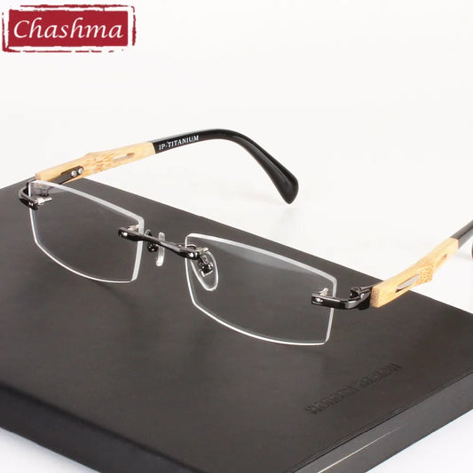 Unisex Rimless Bamboo Wood Eyeglasses