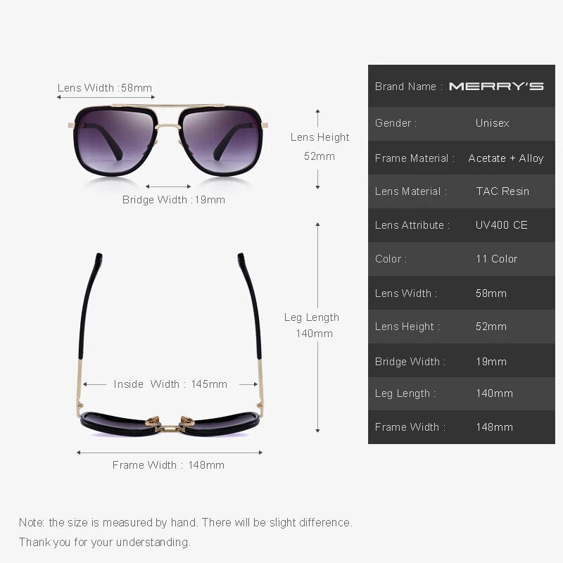 Unisex Designer Metal Square Sun glasses