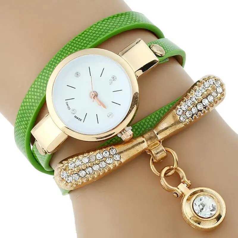 Women Rhinestone Gold Bracelet Watch