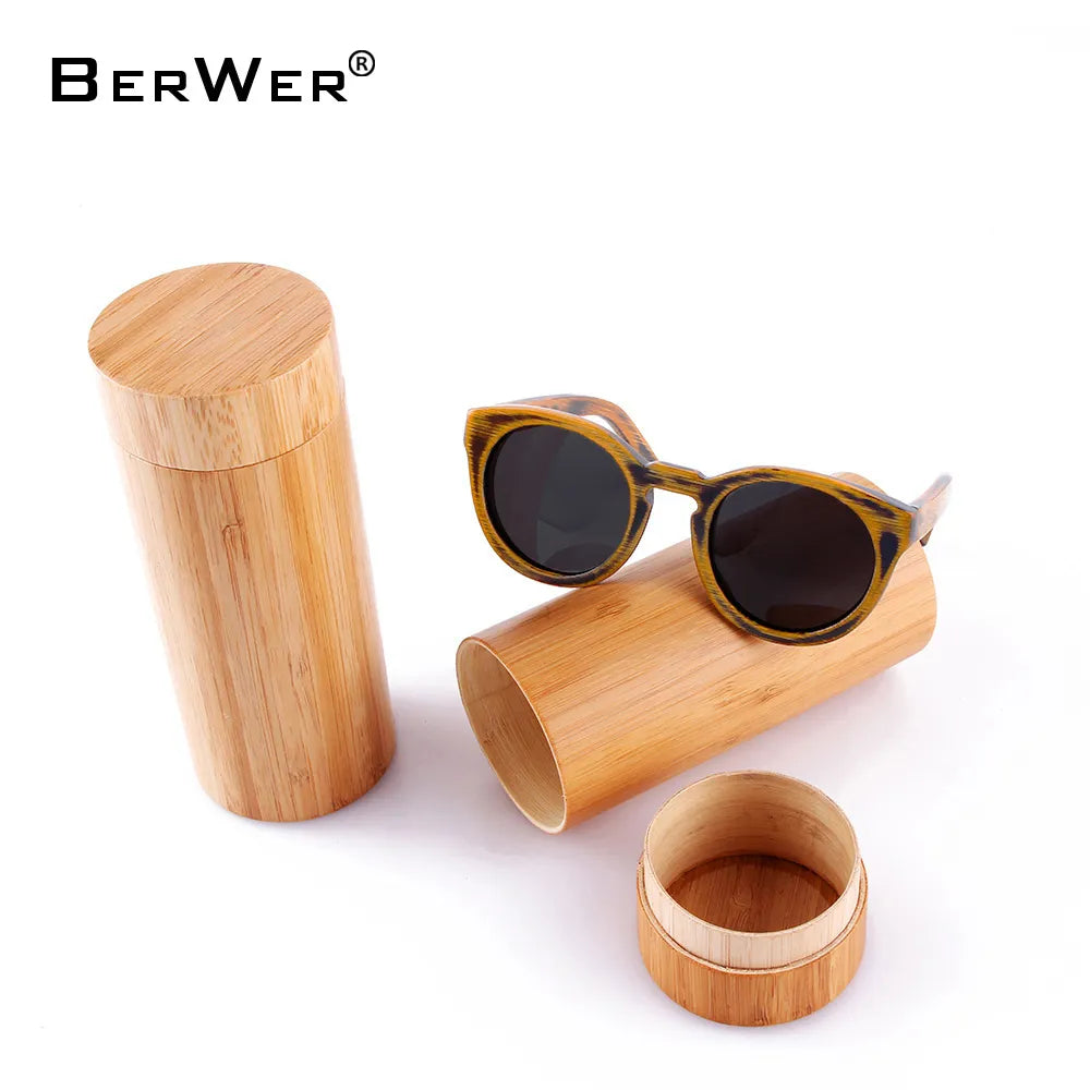 Round Frame Fashion Bamboo Sunglasses