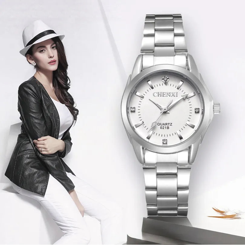 Ladies Rhinestone Clock Watch