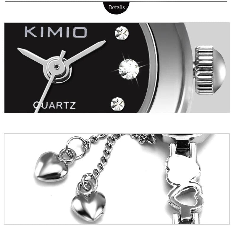 Kimio fashion watches women stainless steel heart pendant ladies analog quartz-watch montre femme wrist watches relogio feminino