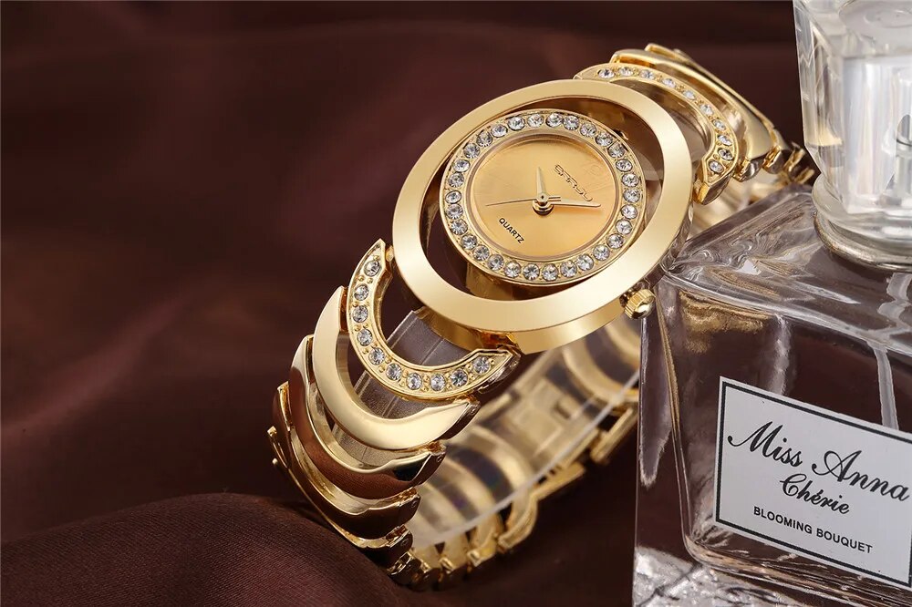 Women Gold Luxury  bracelet  Quartz-Watch