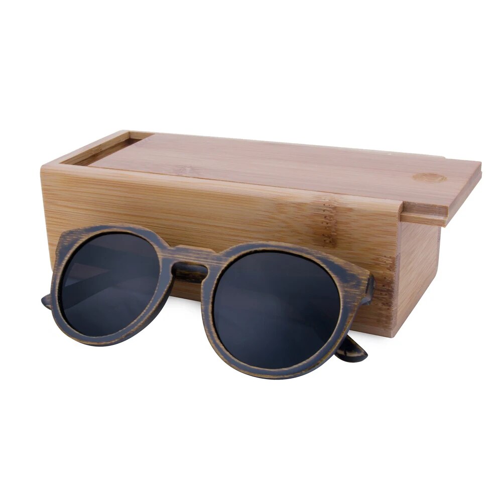 Round Frame Fashion Bamboo Sunglasses