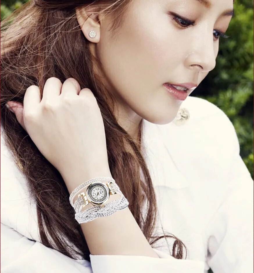 Women Rhinestone Bracelet Quartz Wristwatch