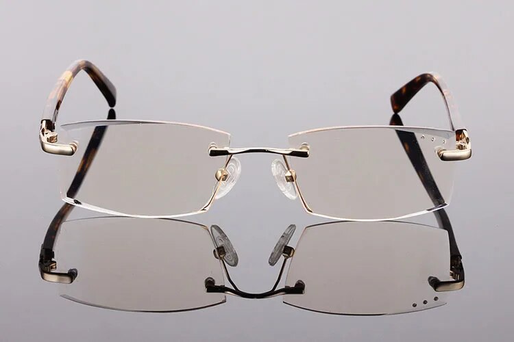 High quality men rimless metal optical frame eyeglasses