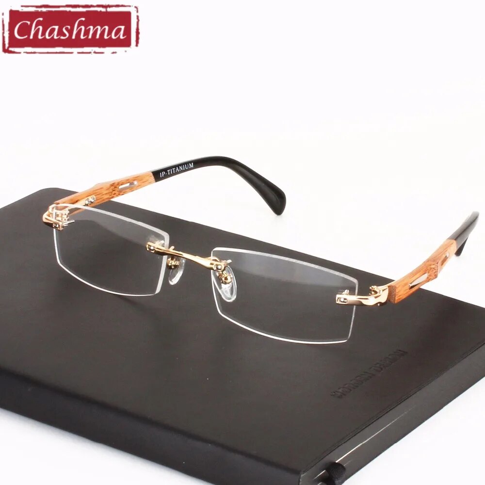 Unisex Rimless Bamboo Wood Eyeglasses