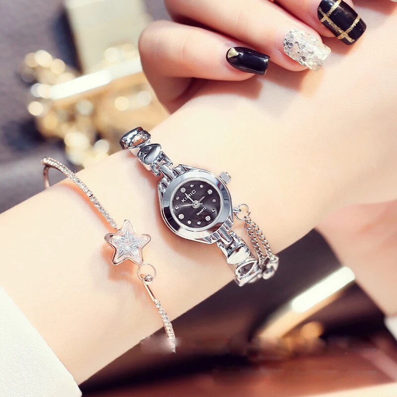 Kimio fashion watches women stainless steel heart pendant ladies analog quartz-watch montre femme wrist watches relogio feminino