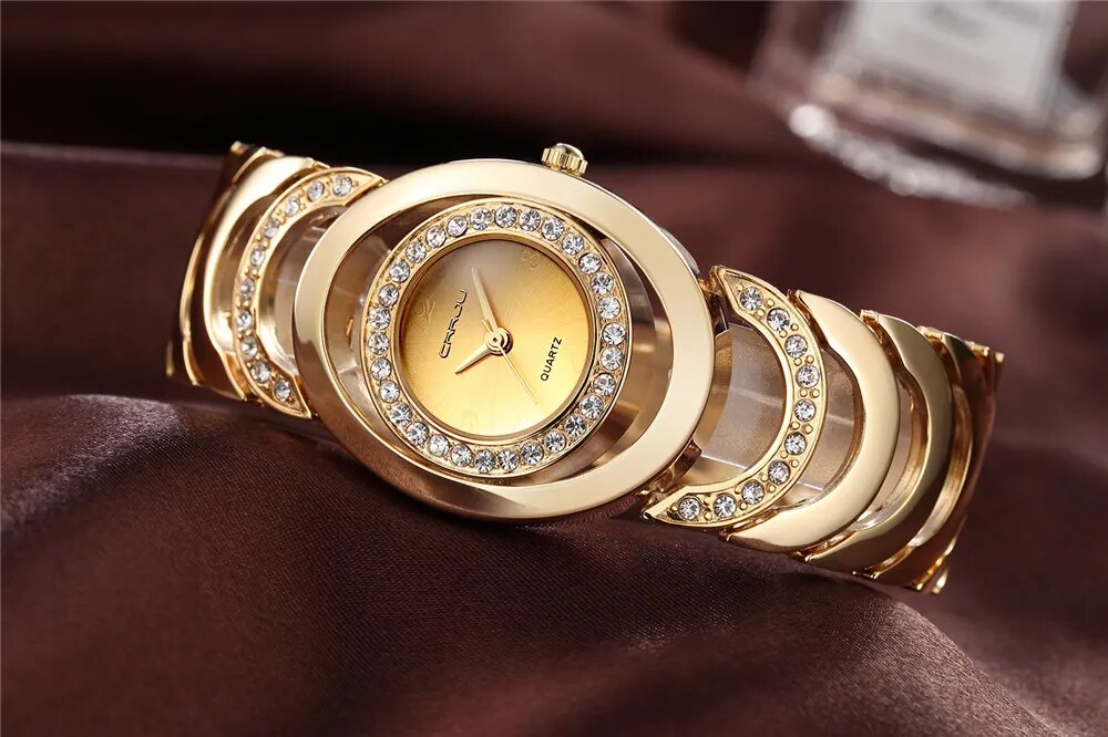 Women Gold Luxury  bracelet  Quartz-Watch