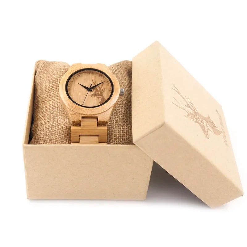 Women Handmade Bamboo Quartz watch.