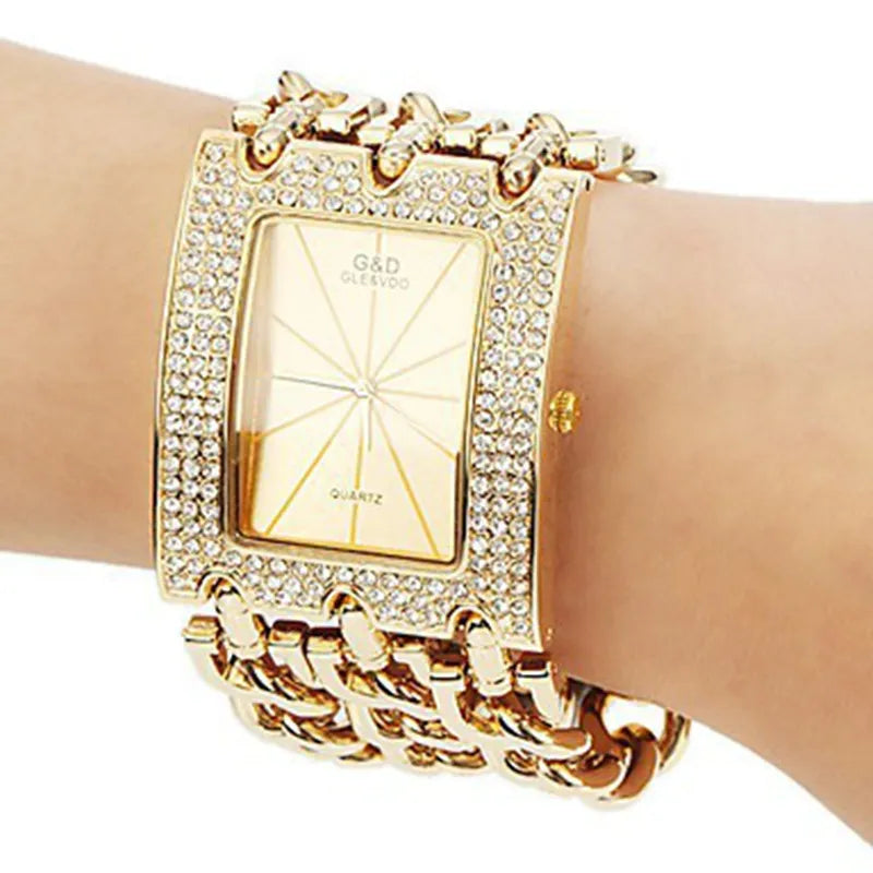 Women Stainless steel Chain fashion gold watch