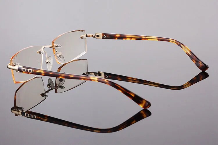 High quality men rimless metal optical frame eyeglasses