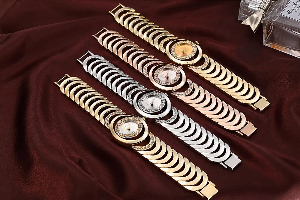 Women Gold Luxury  bracelet  Quartz-Watch