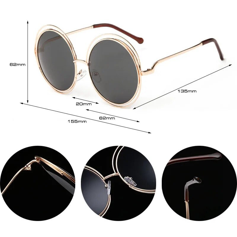 Women Vintage Oversize Round Sunglasses