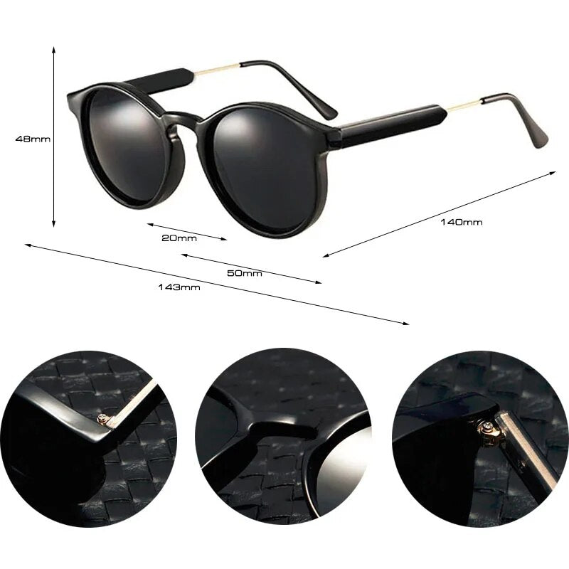 Vintage Round Sunglasses Thick Frame Sun Glasses UV400