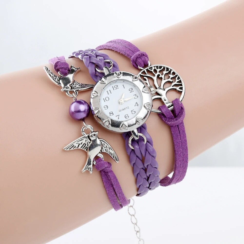 Retro Braided Bracelet Wrist Clock Gift