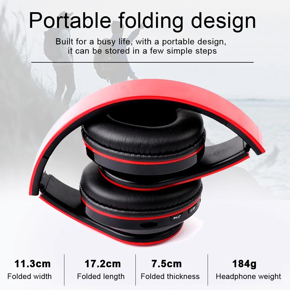 Wireless Bluetooth Headphones With MIC Support TF Card Mp3 Player