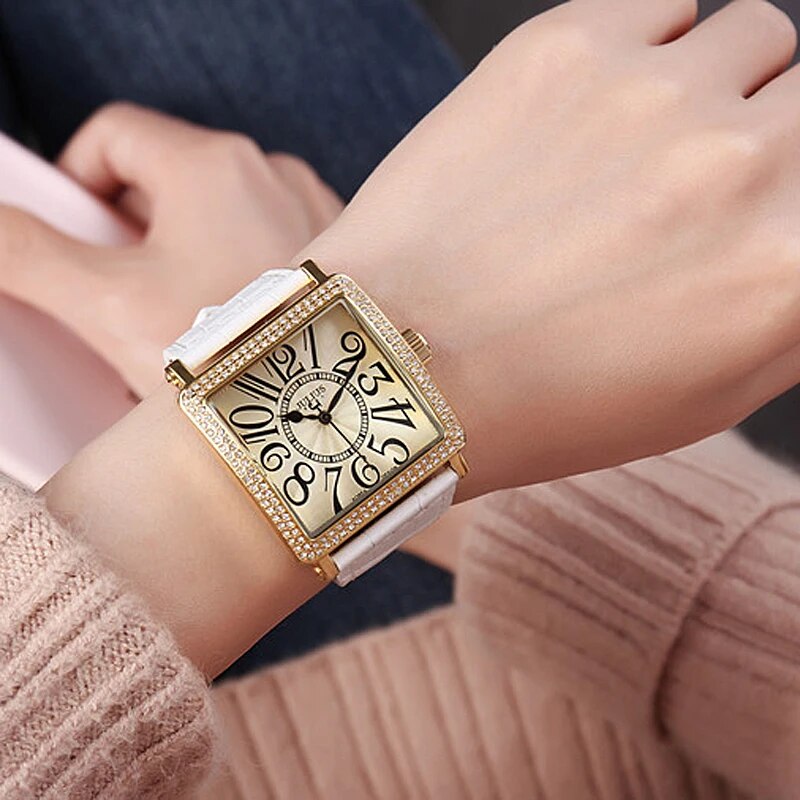 Women's Sequin Leather Watch, For Girl Birthday Gift Box