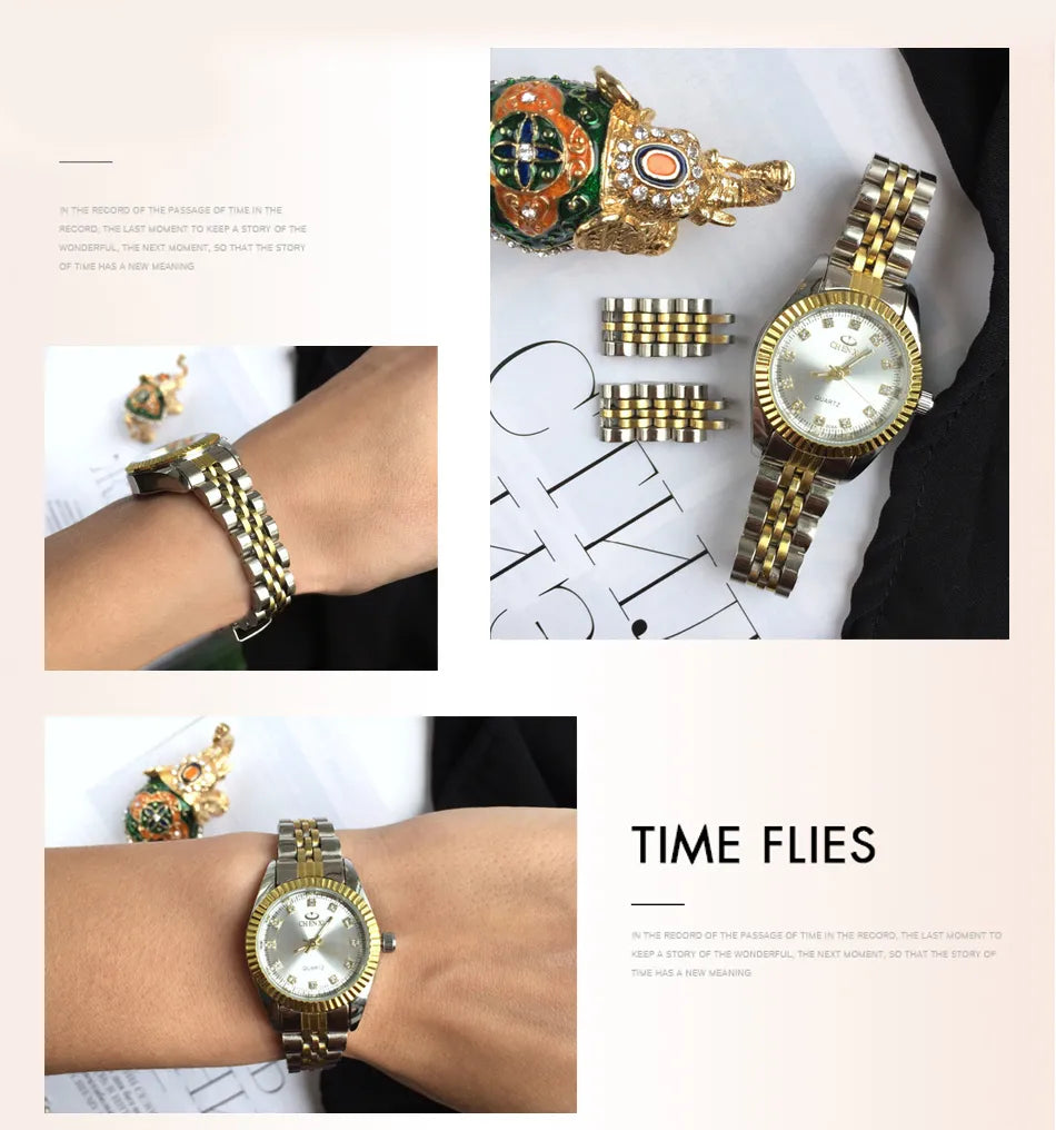 Women Golden & Silver Classic Quartz Watch