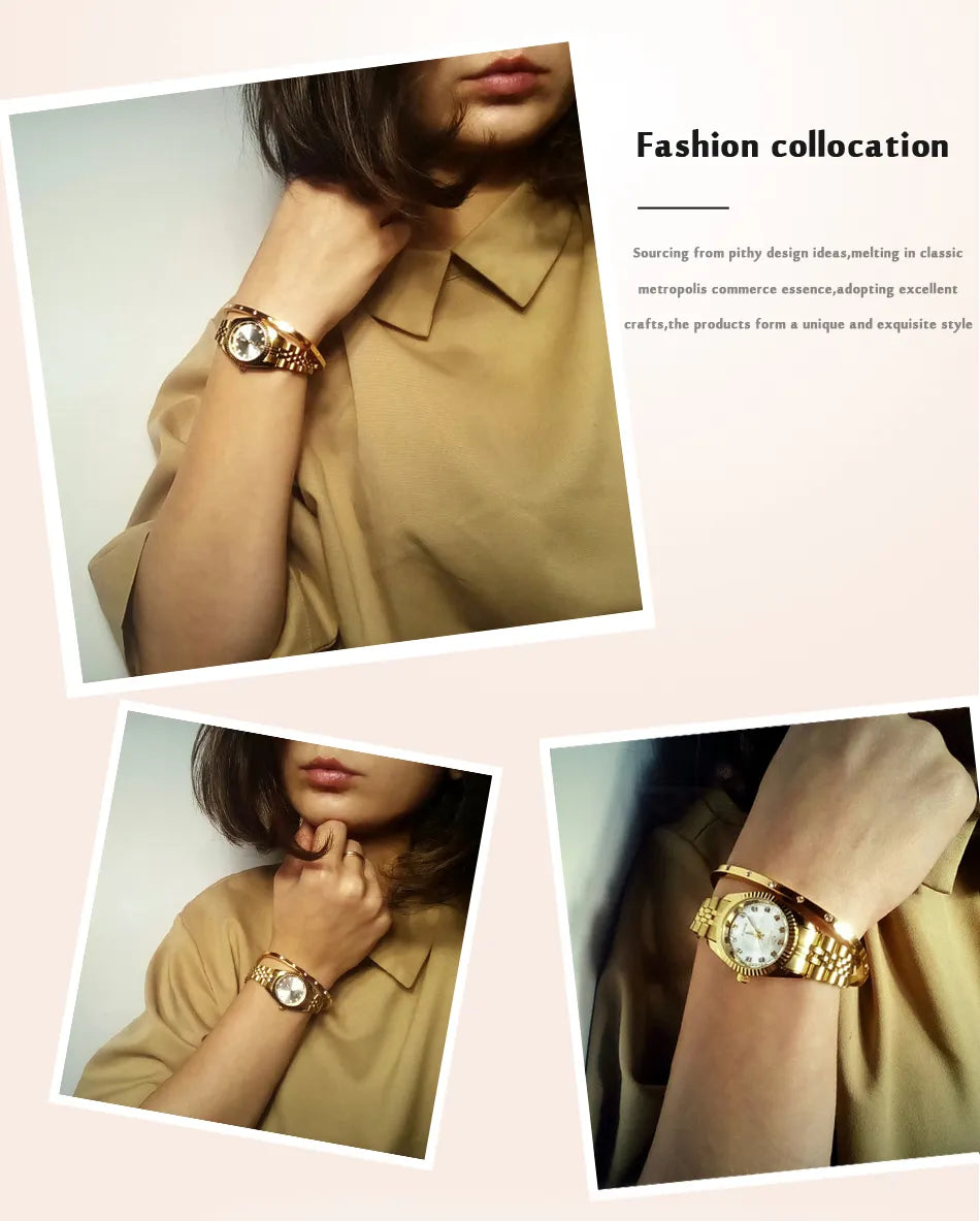 Women Golden & Silver Classic Quartz Watch