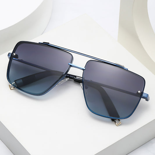 Twin-beam Metal Sunglasses For Men