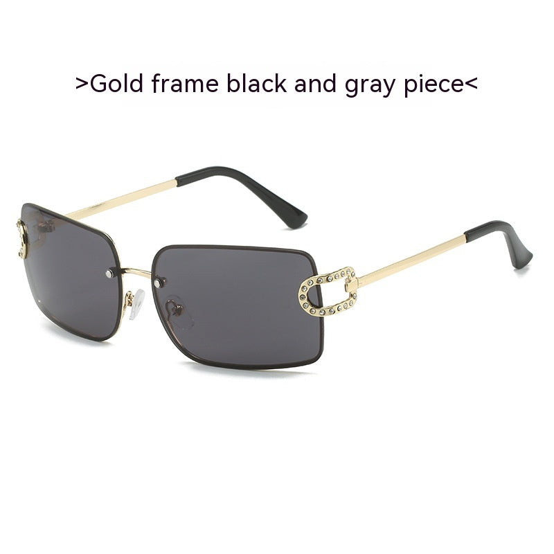 Rimless Sunglasses Square Diamond-studded Glasses Personalized Y2g Sunglasses