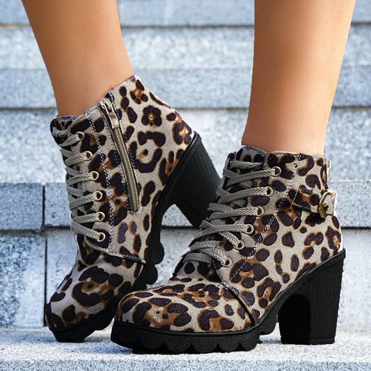 Fashion Leopard Print Ankle Boots