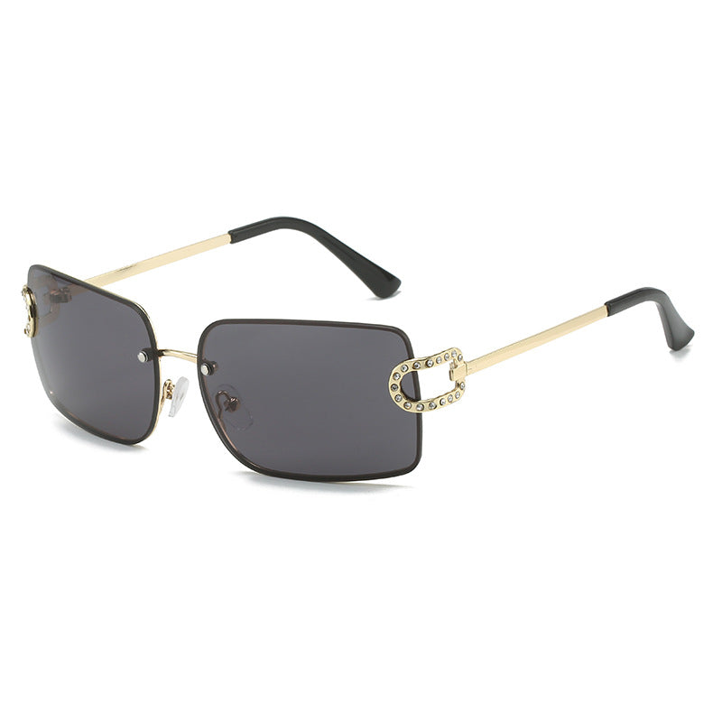 Rimless Sunglasses Square Diamond-studded Glasses Personalized Y2g Sunglasses