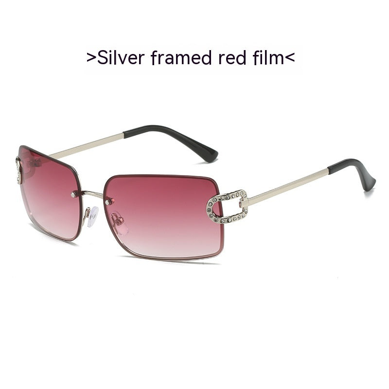 Rimless Sunglasses Square Diamond-studded Glasses Personalized Y2g Sunglasses