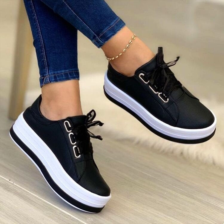 Women Ribbon Lace-up Platform Shoes