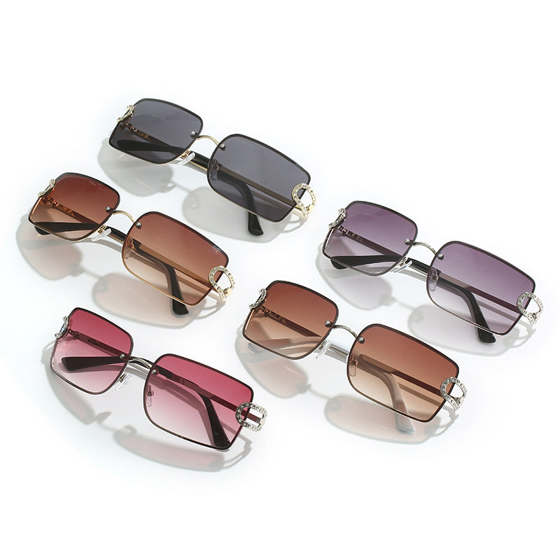 Rimless Sunglasses Square Diamond-studded Glasses Personalized Y2g Sunglasses